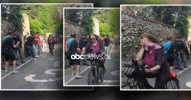 VIDEO/ Zonja ngatërron korsi, i bashkohet garës së çiklistëve në Turin e Italisë