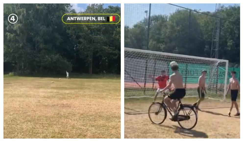 Në Belgjikë sulmuesi shënoi gol teksa drejtonte një biçikletë