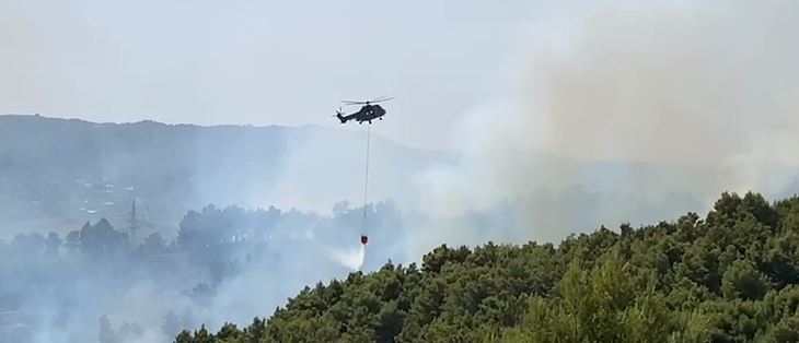 VIDEO/ Prej 3 ditësh në flakë, zjarri në Peshtan të Fierit vazhdon të përhapet me shpejtësi, shkon në ndihmë helikopteri