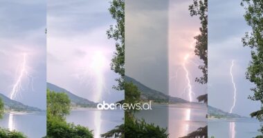 FOTO/ Reshje të dendura dhe shkarkesa elektrike në Liqenin e Ohrit