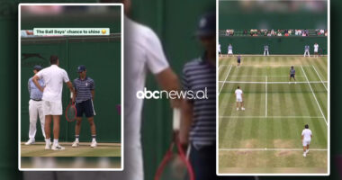 VIDEO/ Momente të bukura në Wimbledon, djemtë që kapin topat luajnë tenis me dy profesionistë