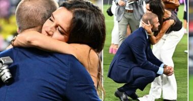 David Beckham i përqafuar nga gruaja Victoria pas fitores së Inter Miamit në Kupën e Ligës