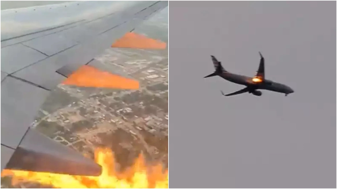 VIDEO/ Panik në ajër, avioni merr flakë pak pas nisjes