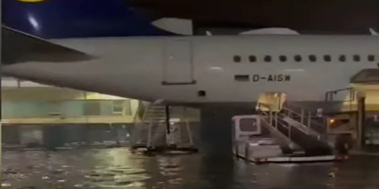Aeroporti i Frankfurtit “në ujë”, anulohen dhjetëra fluturime për shkak të përmbytjeve