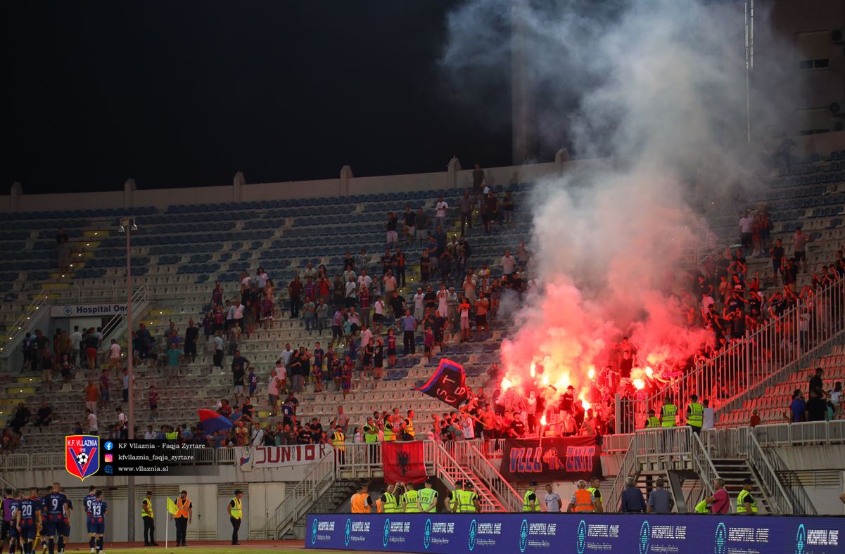 Hodhën lëndë piroteknike në fushë, UEFA gjobit “kuqeblutë” e Vllaznisë