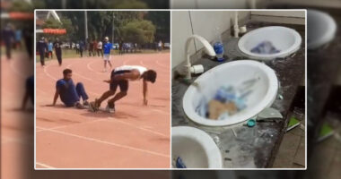 VIDEO/ Atlet&euml;t mbushin tualetin me shiringa pasi b&euml;n&euml; doping, n&euml; pist&euml; vet&euml;m nj&euml; sportist n&euml; gar&euml;n e 100 metrave