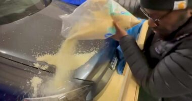 Çmenduri, youtuberi i famshëm fut makinën luksoze në dy ton oriz për ta tharë