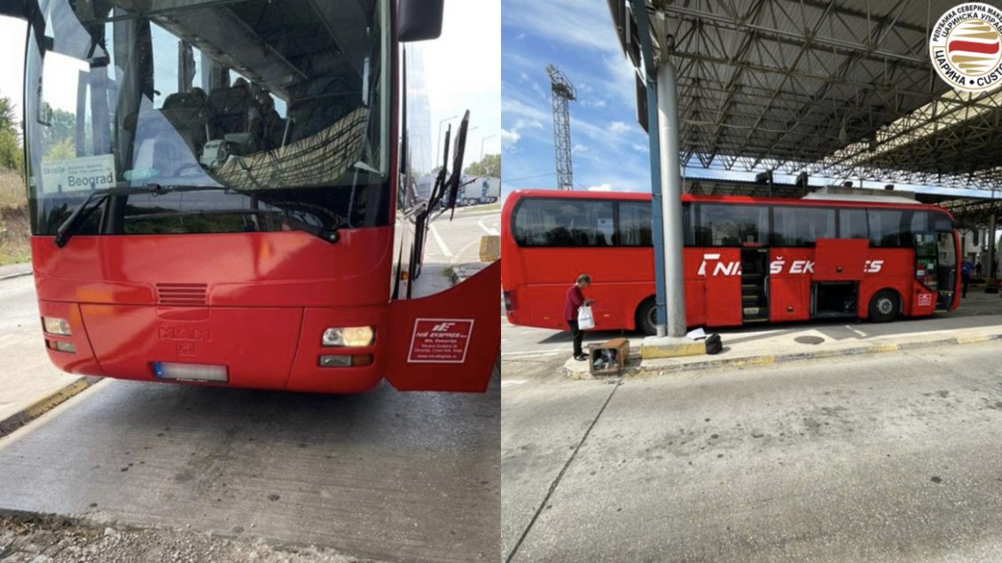 Pjesë të posaçme për fshehjen e mallit, dogana e Maqedonisë konfiskoi një autobus nga Serbia