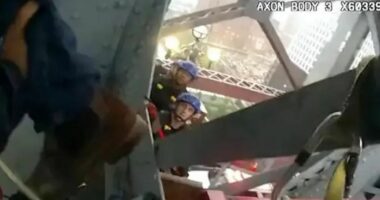 VIDEO/ Kërcënoi se do të hidhej nga ura, burri shpëtohet nga policia