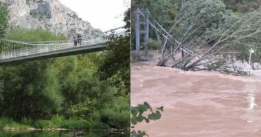 Dy fotot që ilustrojnë shkallën e katastrofës nga përmbytjet në Greqi