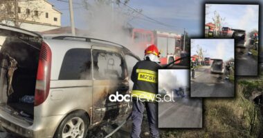 VIDEO/ Përfshihet nga flakët makina në Fier, shpëton drejtuesi