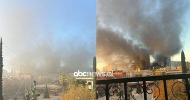 Zjarri në qendrën tregtare në Lushnje, një grup zjarrfikësish nisen nga Tirana