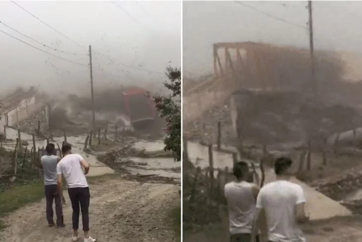 VIDEO/ Momenti i frikshëm kur shirat e dendur rrënuan një urë në Argjentinë