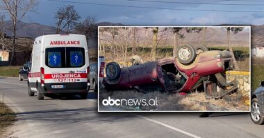 VIDEO/ Aksident në aksin “Bilisht-Miras”, përplasen dy makina, dëmtohen shoferët