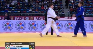 Nora Gjakova do medaljen e arit, xhudistja nga Kosova kalon në finalen e Grand Slamit të Bakut