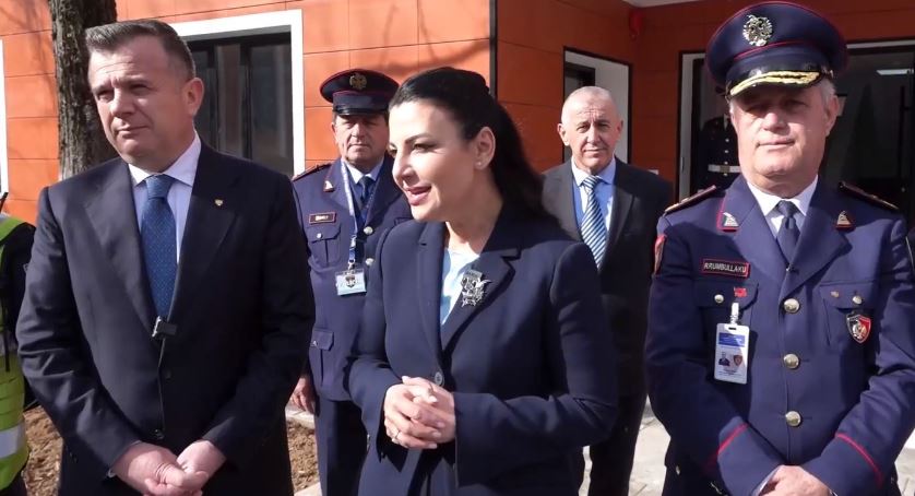 Ballaku and Balla inspect the new police building in Diber