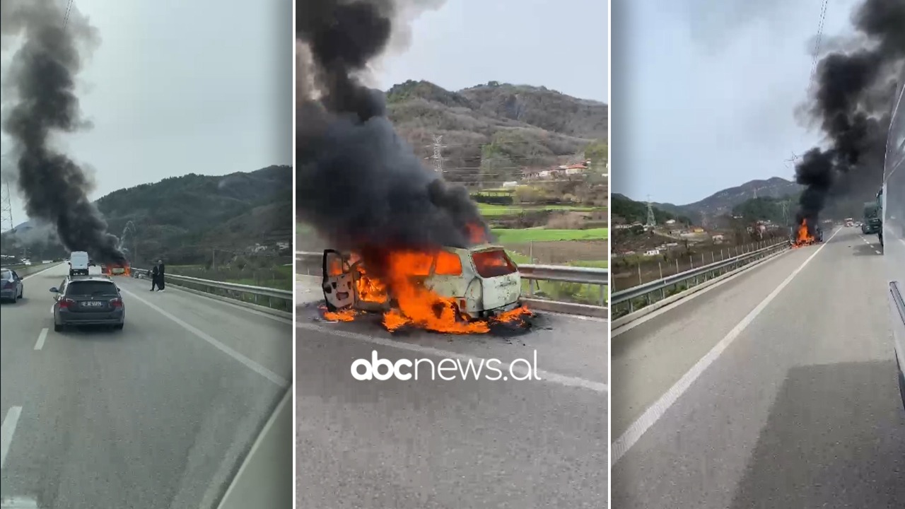 VIDEO/ Merr flakë makina në autostradën Tiranë-Elbasan