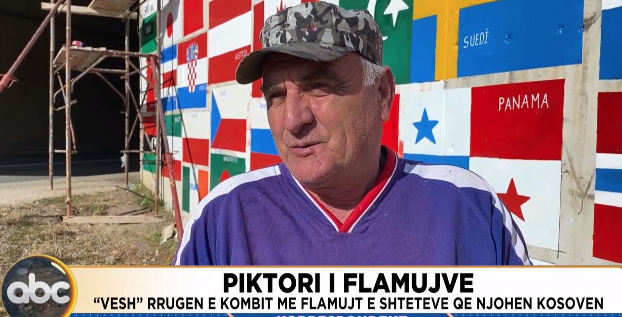 Piktori i flamujve/ “Vesh” Rrugën e Kombit me flamujt e shteteve që njohën Kosovën, Sope: Kam luftuar për çlirimin e Kosovës