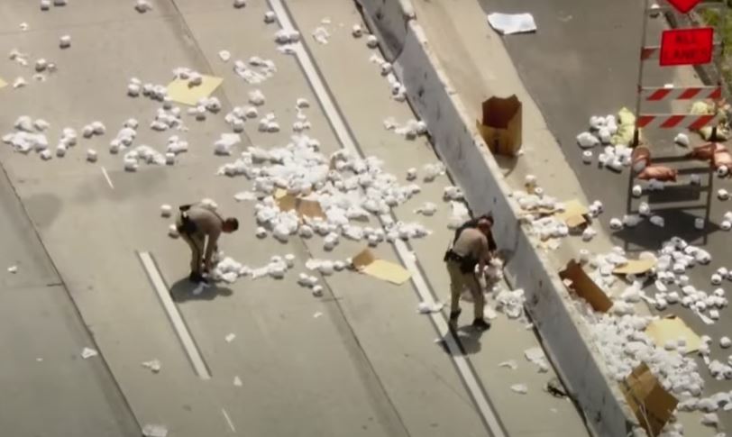 VIDEO/ Bien nga kamioni, letrat higjenike bllokojnë trafikun në Kaliforni