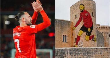 FOTO/ Idhull në Mallorca, Vedat Muriqi nderohet me një murale fantastike