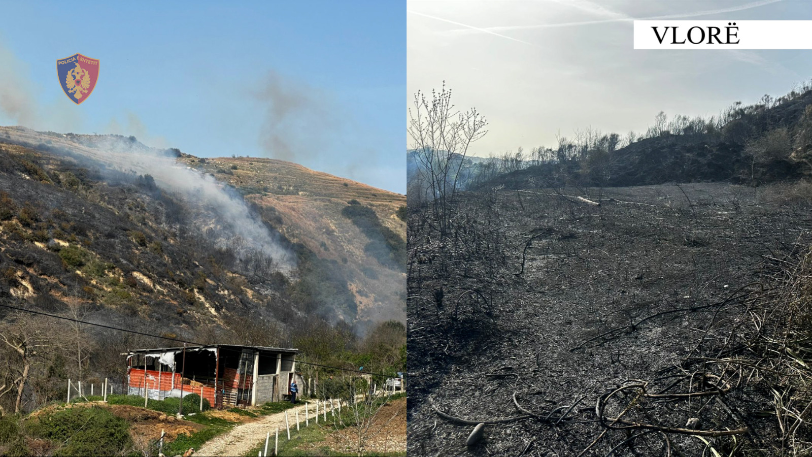 I vuri zjarrin mbeturinave, por dogji një sipërfaqe toke dhe disa bagëti të imta, një i proceduar në Vlorë