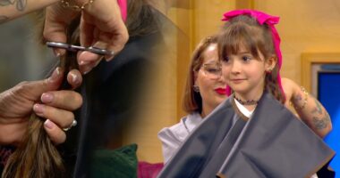 Gjesti emocionues/ 6-vjeçarja shqiptare pret flokët “live” në “ABC e Mëngjesit”, i dhuron për fëmijët e sëmurë