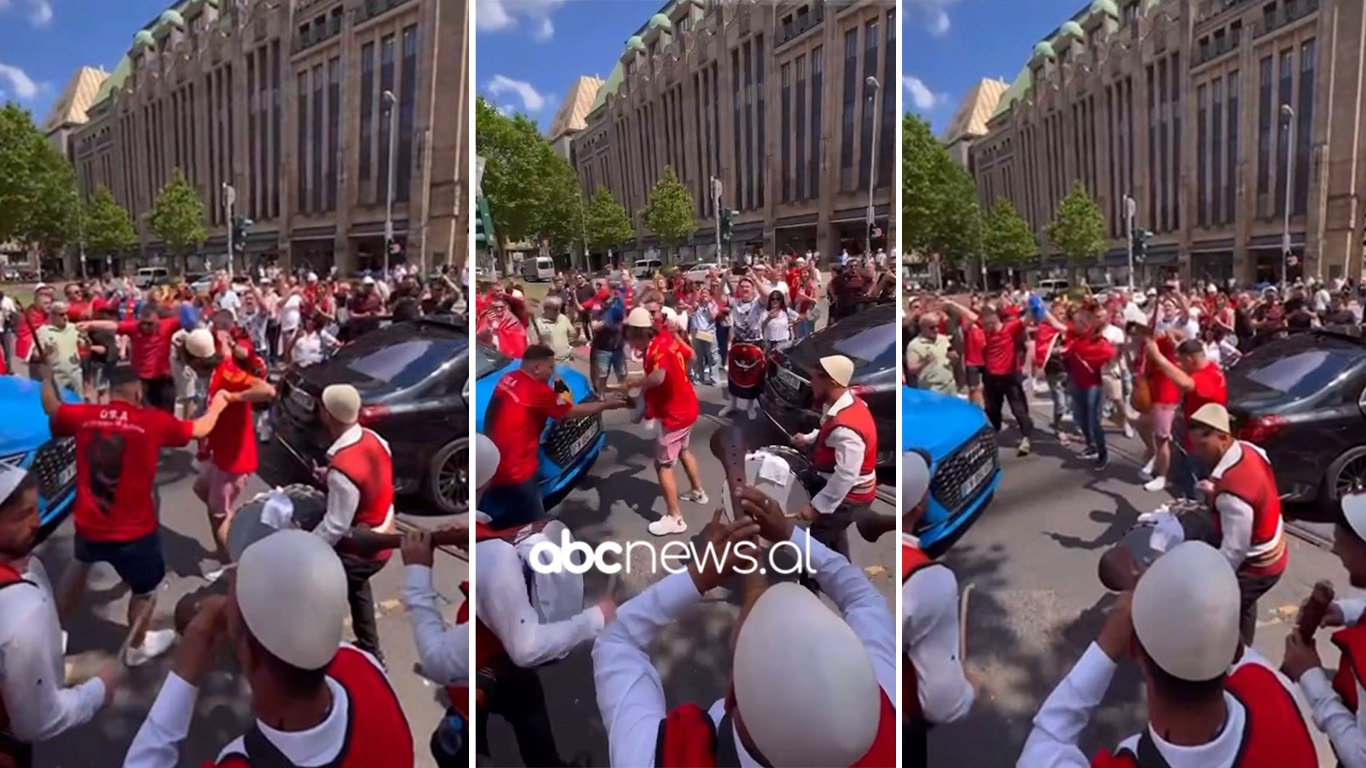 VIDEO/ Nis vallja në rrugët e Dyseldorfit, festës “kuqezi” i bashkohen edhe tifozët spanjollë