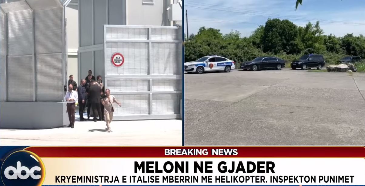 VIDEO/ Giorgia Meloni mbërrin me helikopter në Shëngjin