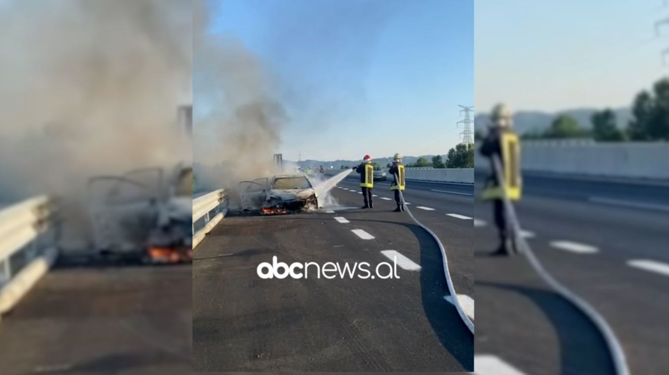 VIDEO/ Pësoi defekt teknik, digjet makina në autostradën Thumanë-Kashar