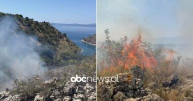 Zjarr në Konispol/ Lëvizja e zjarrfikësve bëhet me skaf, shkak terreni i vështirë