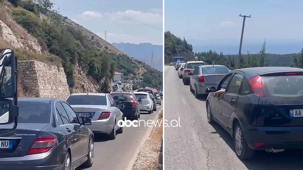 VIDEO/ Trafik i rënduar në aksin Dhërmi-Himarë, numër i lartë qytetarësh drejt bregdetit