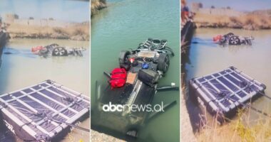 FOTO/ Detaje nga aksidenti me dy të plagosur, makina me turistë përfundoi në kanalin e Butrintit