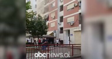 Tiranë/ Kabina elektrike pallatit u përfshi nga flakët, forcat zjarrfikëse shuajnë zjarrin