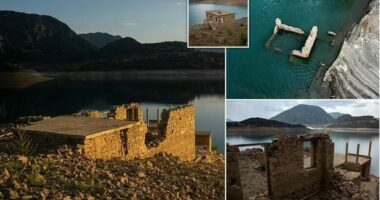 Thatësira në Greqi/ “Avullon” liqeni artificial, dalin rrënojat e fshatit për herë të parë në 30 vjet