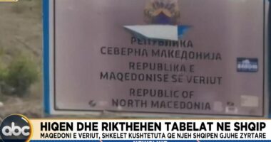 Hiqen dhe rikthehen tabelat në shqip/ Maqedoni e Veriut, shkelet kushtetuta që njeh shqipen gjuhë zyrtare