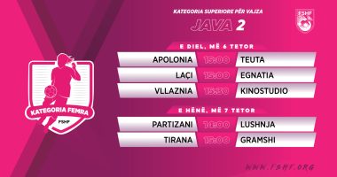 Java e dytë e kampionatit të vajzave luhet e ndarë në dy ditë