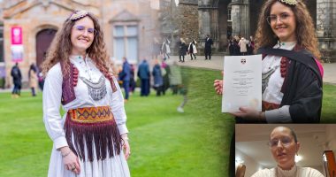 Shqiptarja diplomohet me rezultate të shkëlqyera në Skoci, vesh jelekun 70-vjeçar të gjyshes dhe byzylykun e stërgjyshes në ceremoni