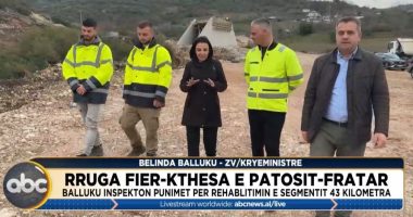 Rruga Fier-Kthesa e Patosit-Fratar/ Balluku inspekton punimet për rehabilitimin e segmentit 43 kilometra