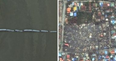 FOTO/ Imazhet satelitore para dhe pas tërmetit shkatërrues në Myanmar