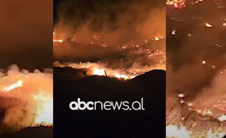 VIDEO/ Zjarr në afërsi të fshatit Tragjas në Vlorë, zjarrfikësit në vendngjarje