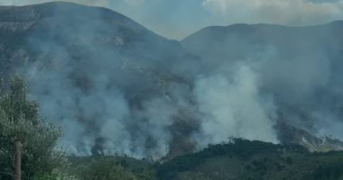 VIDEO/ Vijon zjarri në zonën e Dukatit, në terren edhe ndihma nga ajri për të neutralizuar flakët