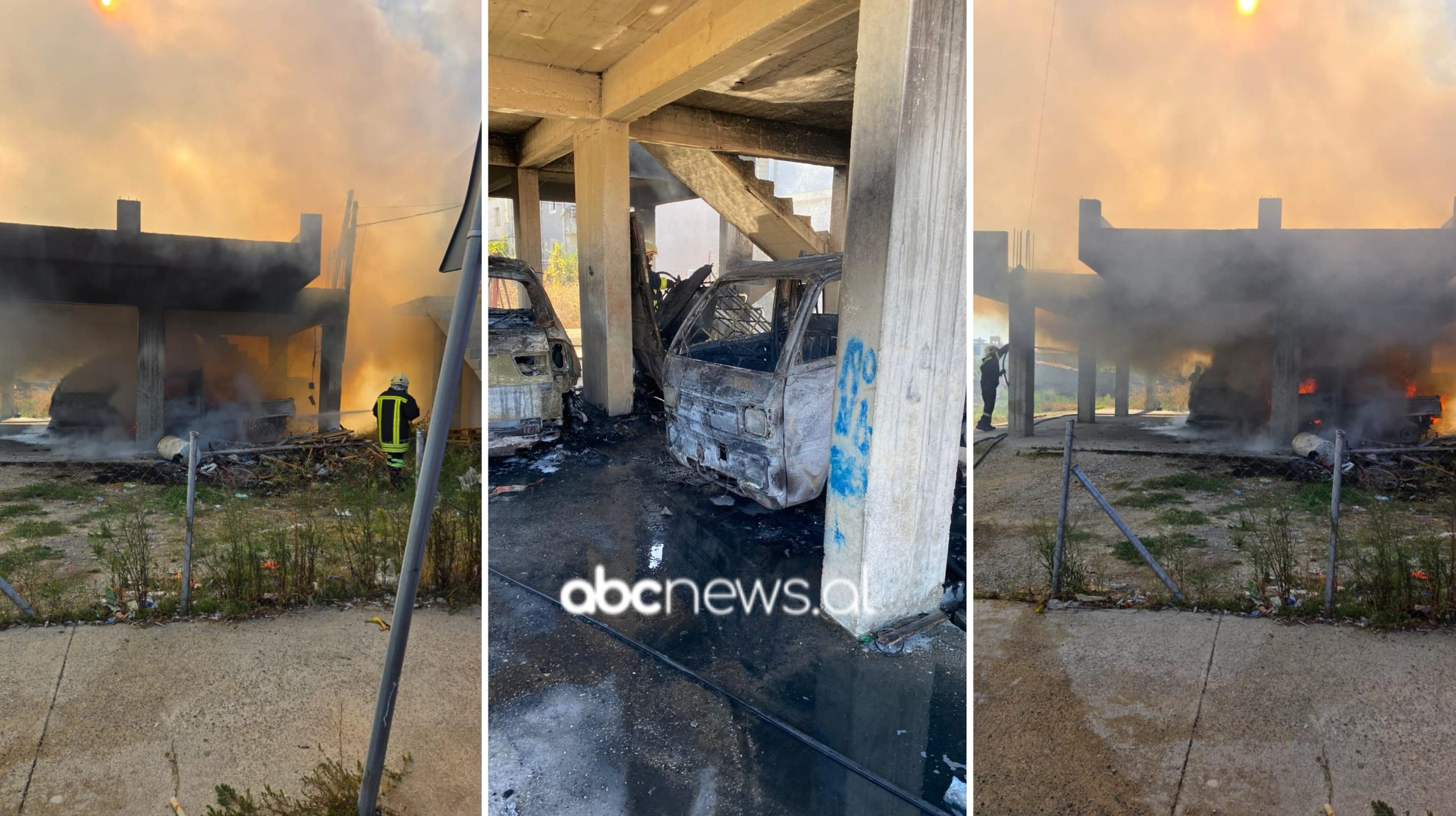 Vlorë, tre makina përfshihen nga flakët njëra pas tjetrës