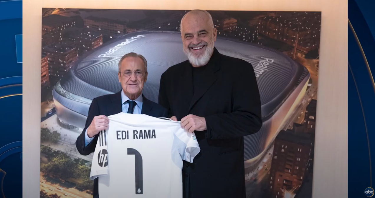 Real “vjen” në Shqipëri/ Kryeministri shqiptar në tribunë me presidentin Florentino Perez