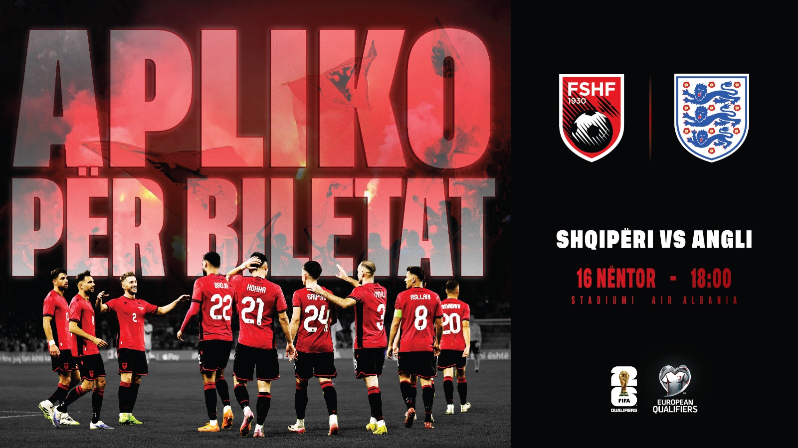 Biletat për Shqipëri Angli/ FSHF: Ka nisur procesi i aplikimit për rezervimin “on line”