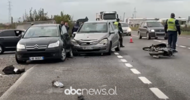 Aksident në Lezhë-Milot/ Përpasen dy automjete dhe një motor, një i plagosur rëndë