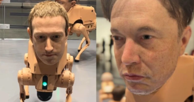 Qen robotikë me fytyrat e Musk e Zuckerberg, instalacioni që po tërheq gjithë vëmendje