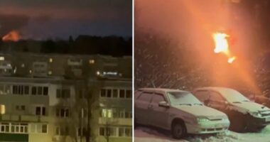 VIDEO/ Përfshihet nga flakët një depo me naftë ruse pas sulmit me dronë nga Ukraina