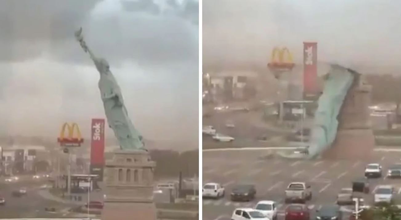 Erërat e forta rrezojnë kopjen e Statujës së Lirisë në Brazil  nuk raportohet për të lënduar