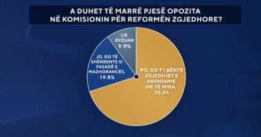 Sondazhi: Shqiptarët duan reformat/ Shumica duan praninë e opozitës: Seriozitet procesit