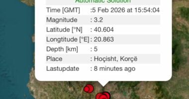 Vazhdojnë lëkundjet e tërmetit në juglindje të Shqipërisë, epiqendra në fshatin Hoçisht të Devollit